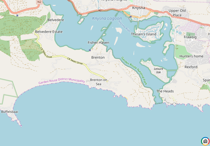 Map location of Brenton-on-Sea